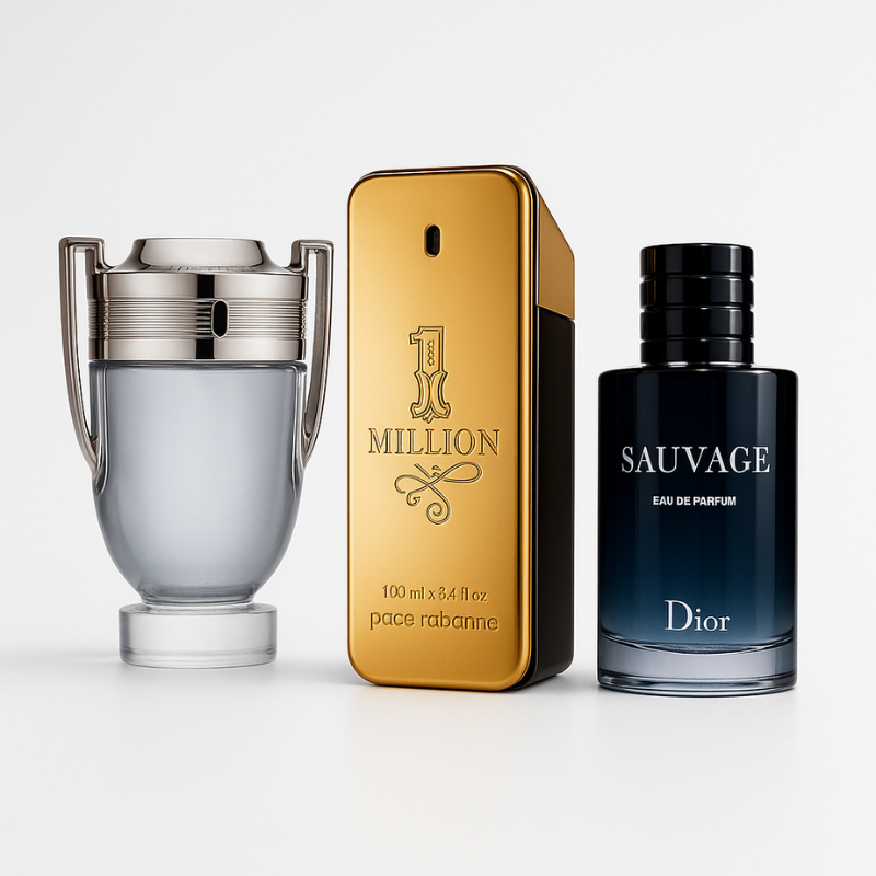 Combo de 3 perfumes Paco Rabanne ONE MILLION, Dior SAUVAGE e Paco Rabanne INVICTUS 100ml